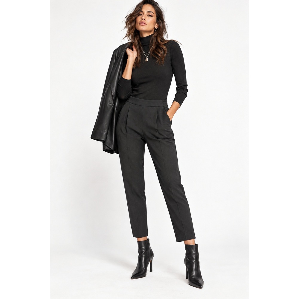 AllSaints Aleida Tri Trouser Charcoal Grey Pleated Tapered Ankle Pants US 6